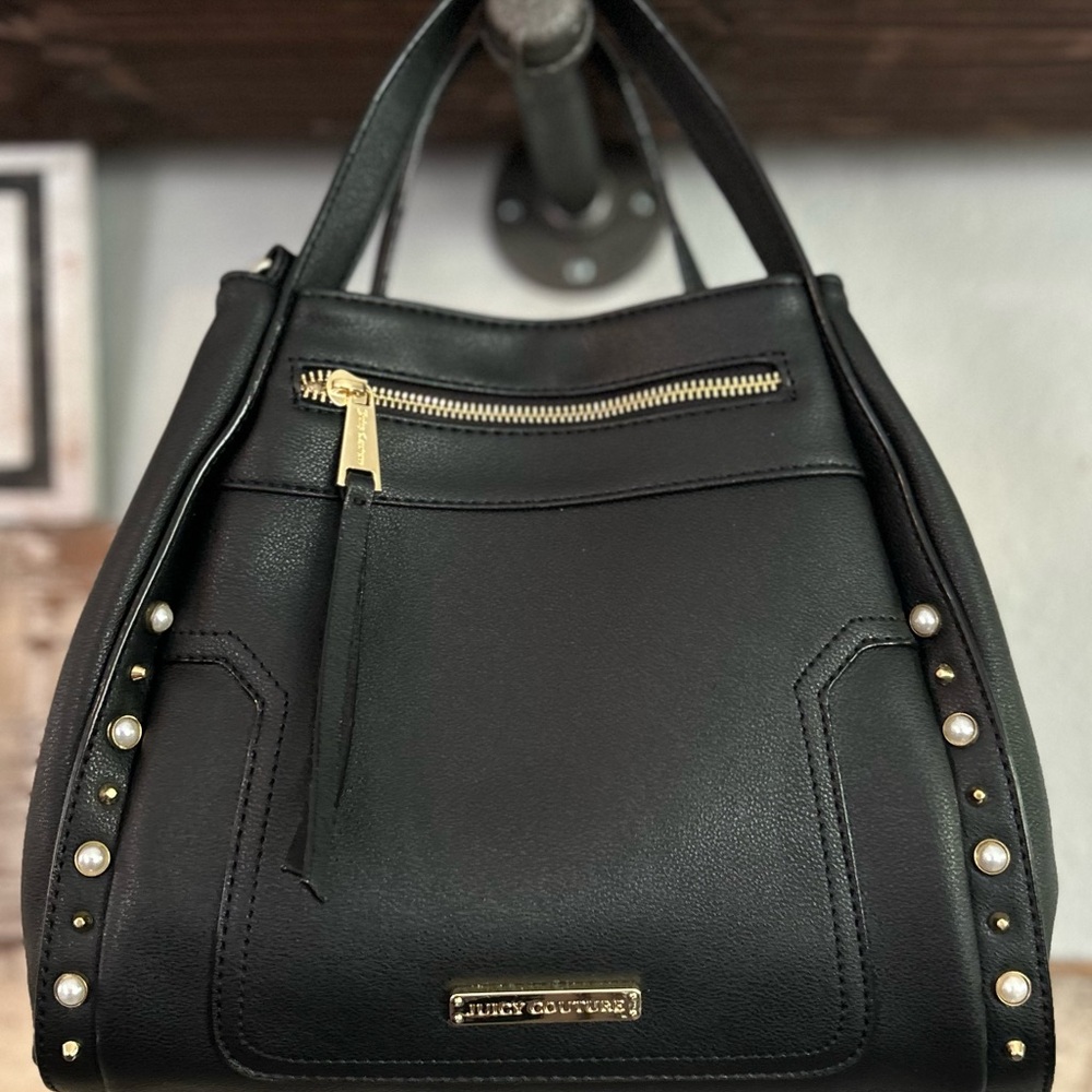 Juicy Couture Black and Gold Shoulder Bag with Structured Design